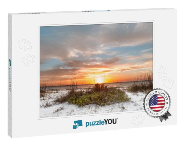 White Sand Beach At Sunset At Fort Desoto Park in Saint P... Jigsaw Puzzle