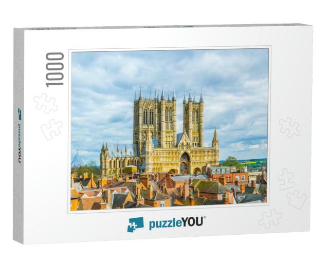 Aerial View of the Lincoln Cathedral, England... Jigsaw Puzzle with 1000 pieces
