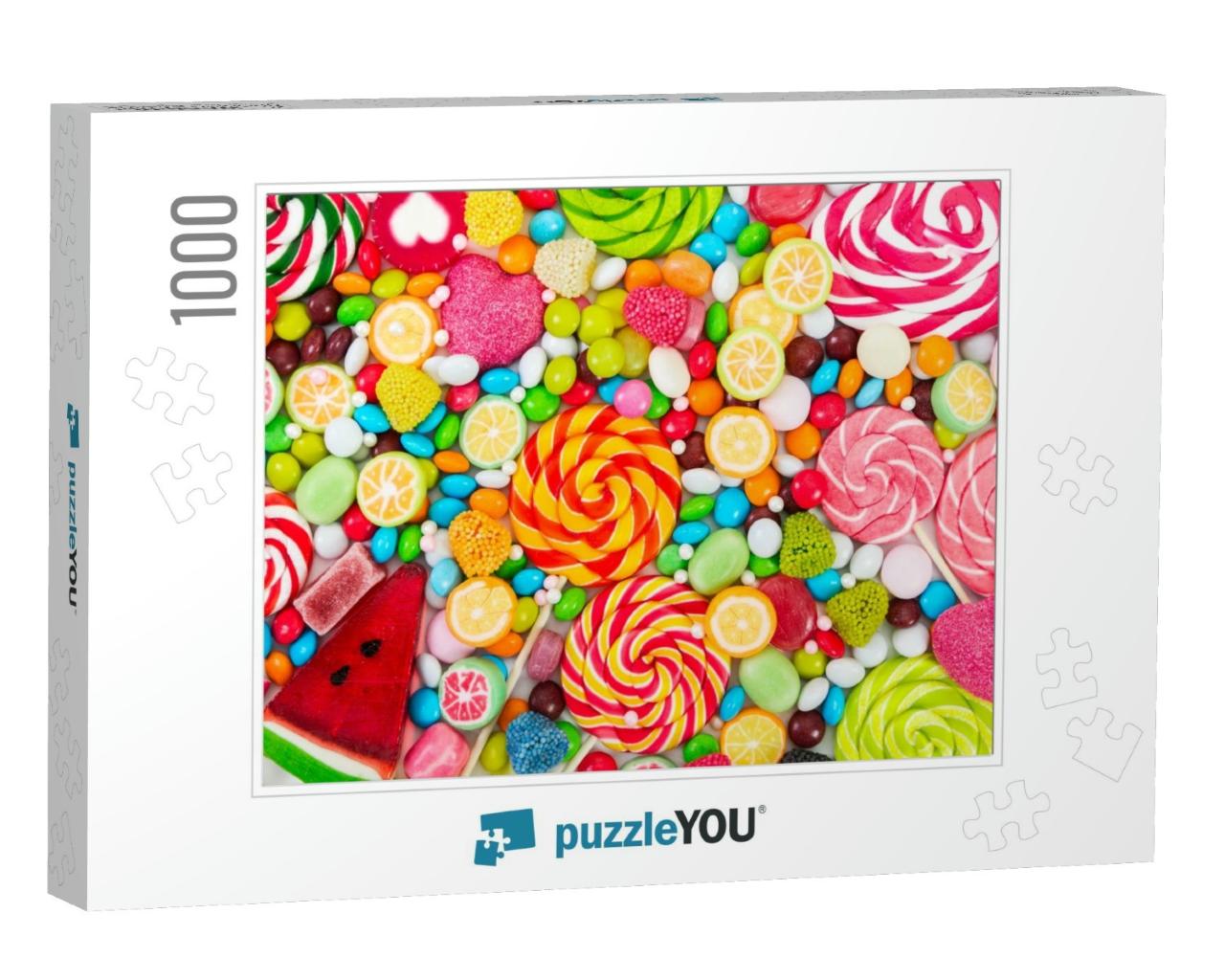 Colorful Lollipops & Different Colored Round Candy. Top V... Jigsaw Puzzle with 1000 pieces