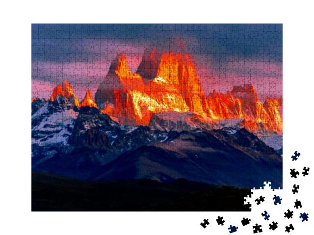 Monte Fitz Roy Aerial Sunrise View. Fitz Roy is a Mountai... Jigsaw Puzzle with 1000 pieces