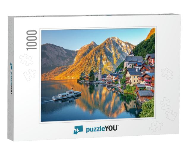 Scenic Picture-Postcard View of Famous Hallstatt, UNESCO... Jigsaw Puzzle with 1000 pieces