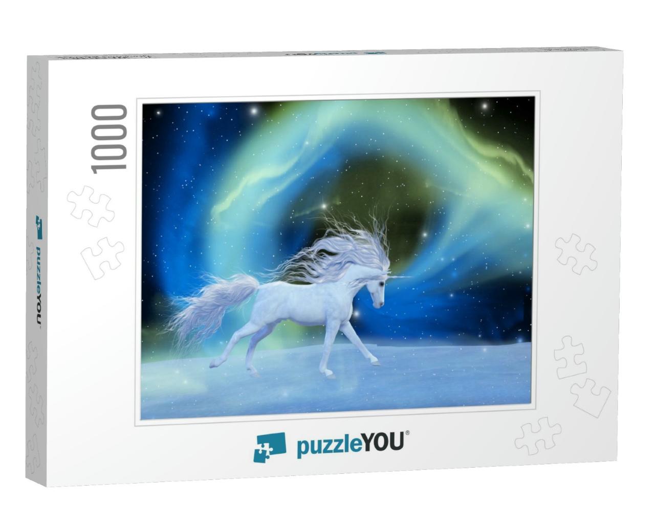 Mystic Unicorn 3D Illustration - a White Magical Unicorn... Jigsaw Puzzle with 1000 pieces