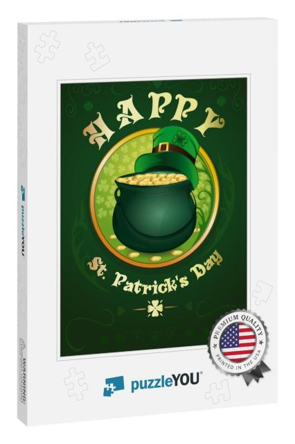 Happy St. Patrick's Day. Greeting Card. Green Pot... Jigsaw Puzzle