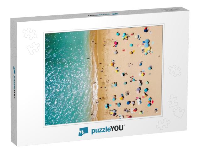 Aerial View from Flying Drone of People Crowd Relaxing on... Jigsaw Puzzle