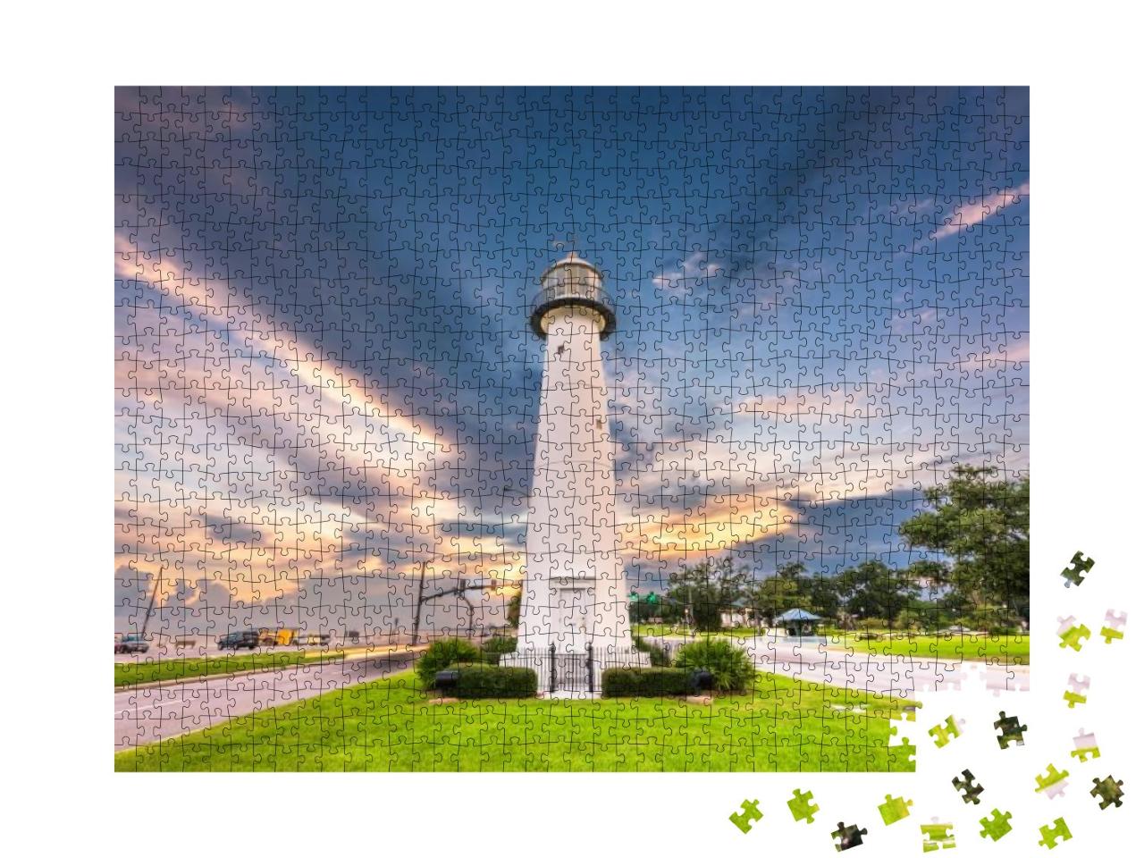Biloxi, Mississippi USA At Biloxi Lighthouse At Dusk... Jigsaw Puzzle with 1000 pieces