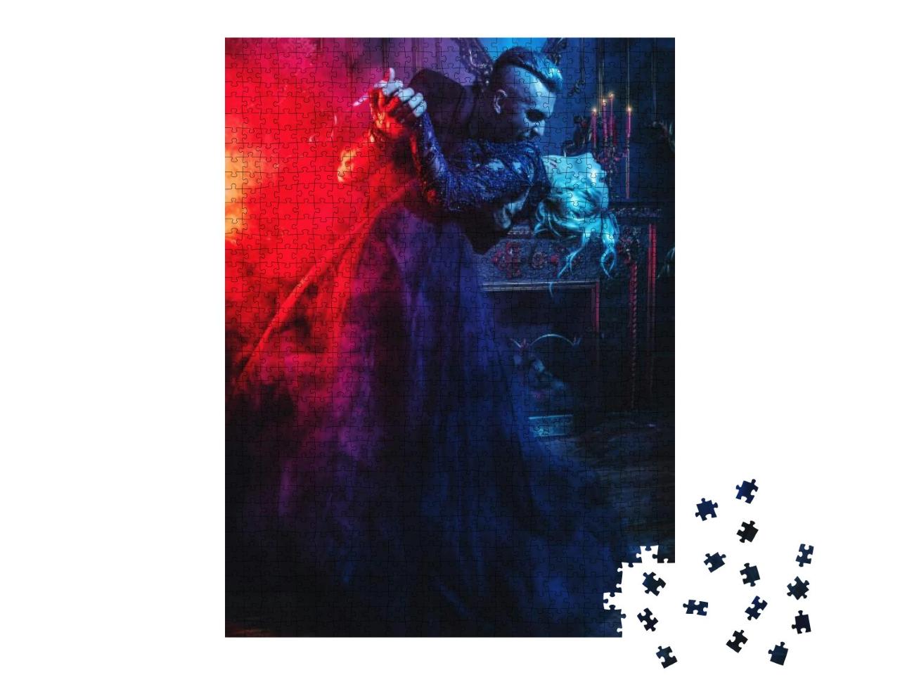 A Beautiful Couple of Vampires is Dancing in Interior. Cl... Jigsaw Puzzle with 1000 pieces