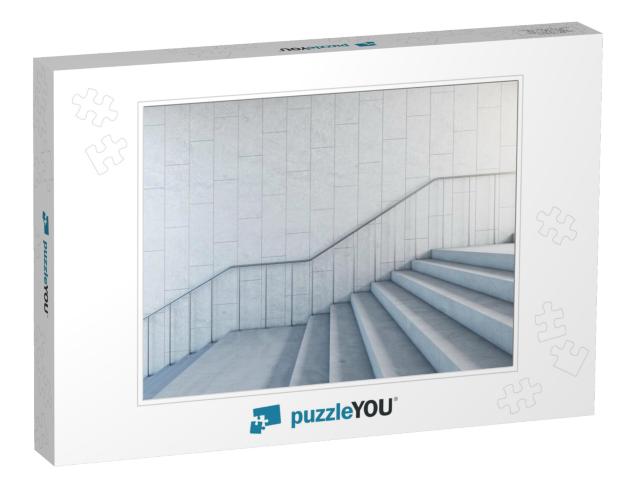 Concrete Bright Stairs with Empty Place on the Wall, Road... Jigsaw Puzzle