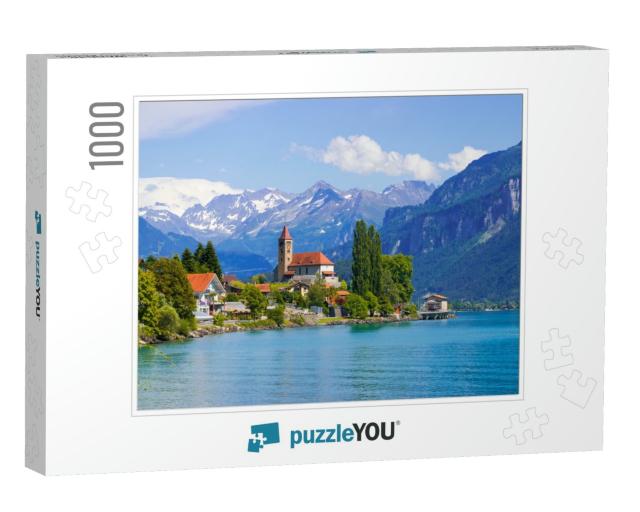 Panoramic View to the Brienz Town on Lake Brienz by Inter... Jigsaw Puzzle with 1000 pieces