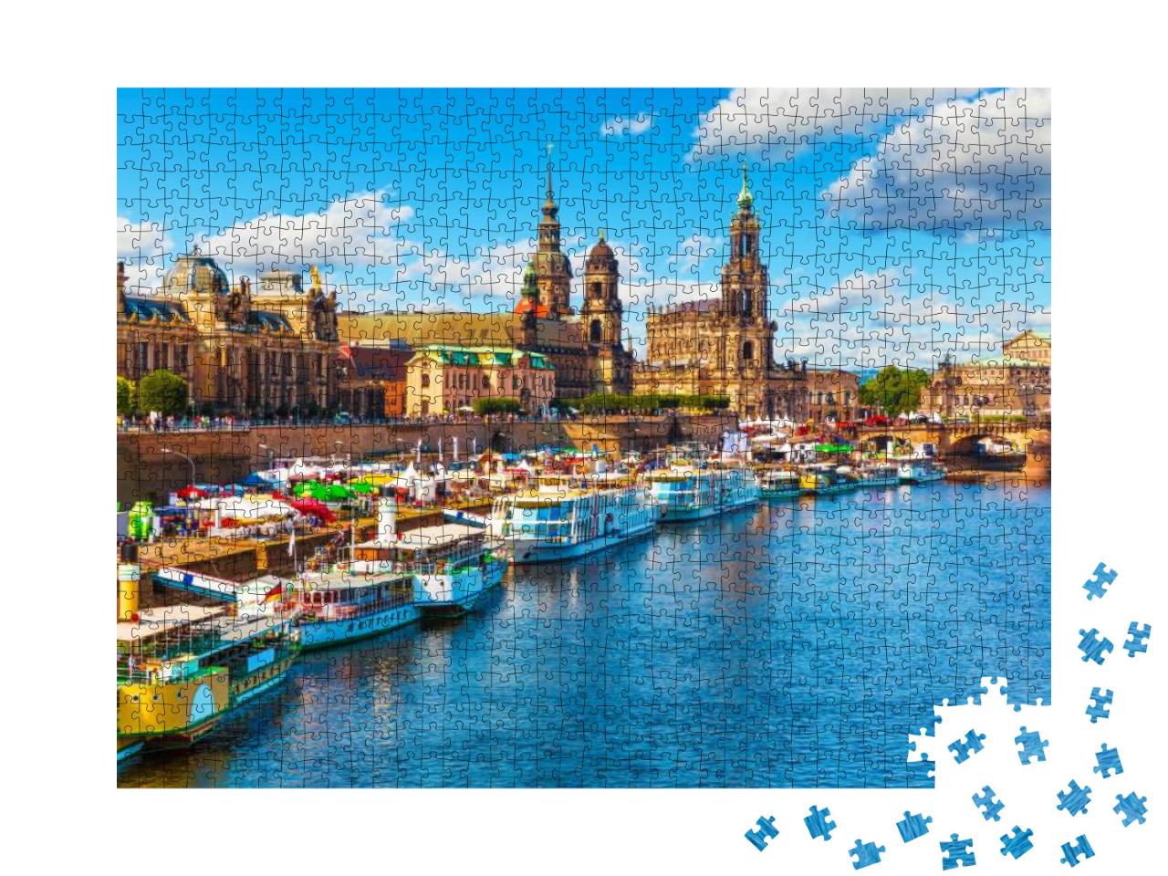 Scenic Summer View of the Old Town Architecture with Elbe... Jigsaw Puzzle with 1000 pieces