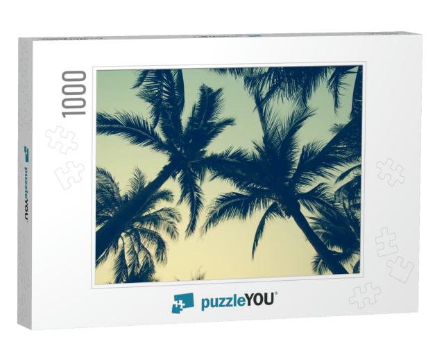 Palm Trees on the Beautiful Sunset Background... Jigsaw Puzzle with 1000 pieces