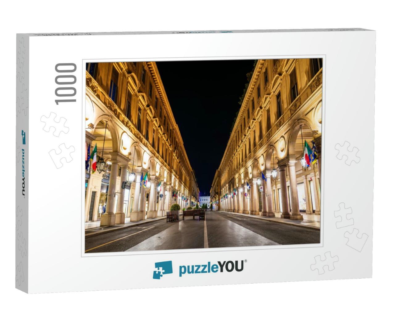 Via Roma, a Street in the Center of Turin - Italy... Jigsaw Puzzle with 1000 pieces