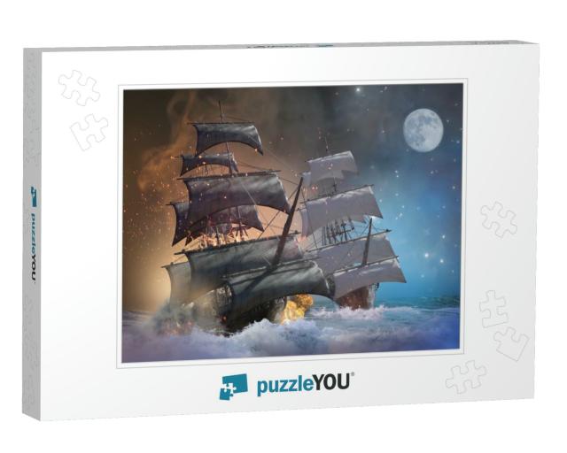3D Illustration of a Sea Battle Pirate Ship... Jigsaw Puzzle