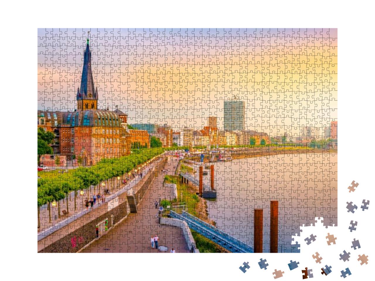 A View At the City Skyline Central Dusseldorf from the Rh... Jigsaw Puzzle with 1000 pieces