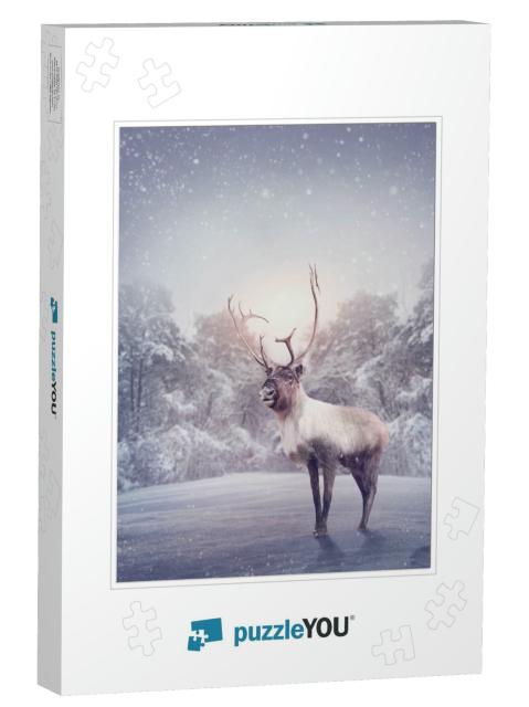 Reindeer Standing in the Snow... Jigsaw Puzzle