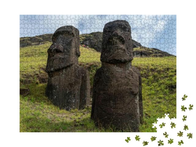 Moai Statues At Rano Raraku Volcano At Easter Island, Rap... Jigsaw Puzzle with 1000 pieces