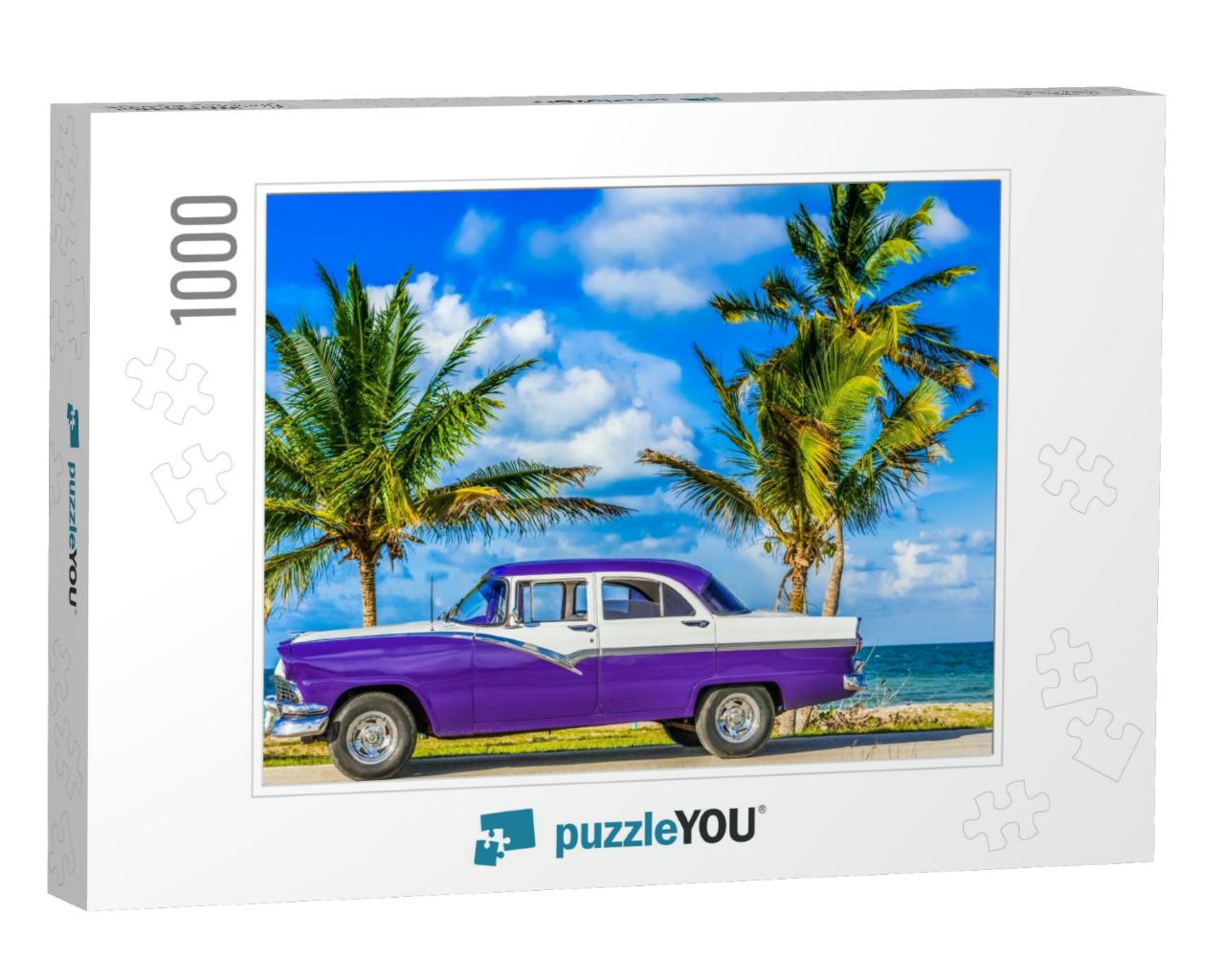 Havana, Cuba - June 30, 2017 Hdr - American Blue Classic... Jigsaw Puzzle with 1000 pieces