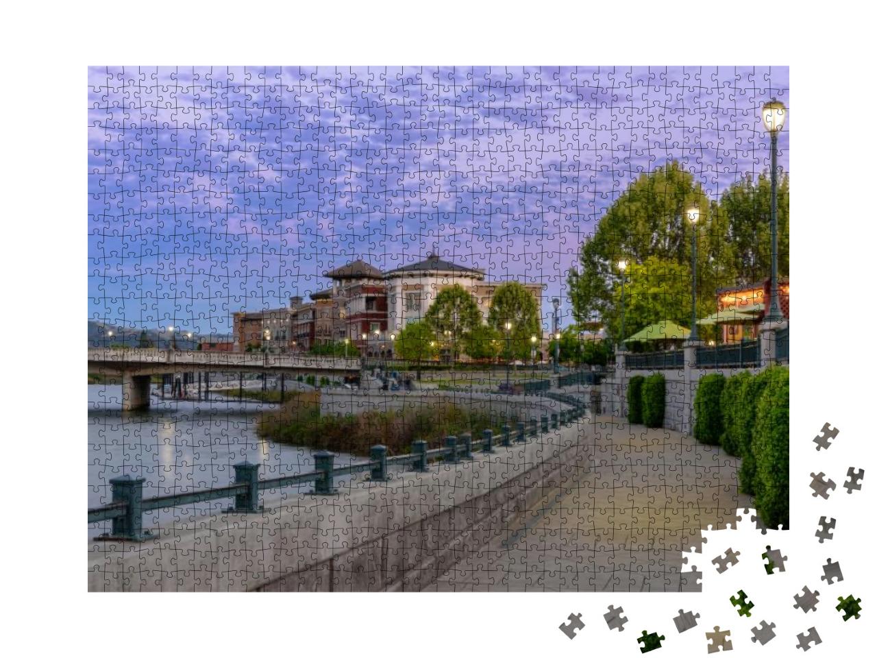 Evening Night Napa City Riverside Walkway... Jigsaw Puzzle with 1000 pieces