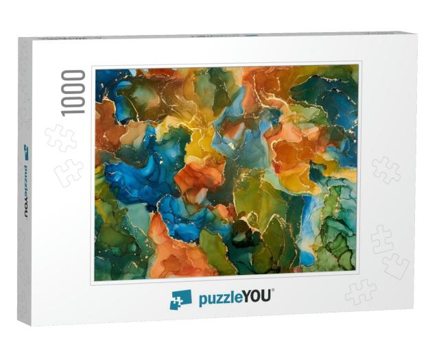 Currents of Translucent Hues, Snaking Metallic Swirls & F... Jigsaw Puzzle with 1000 pieces