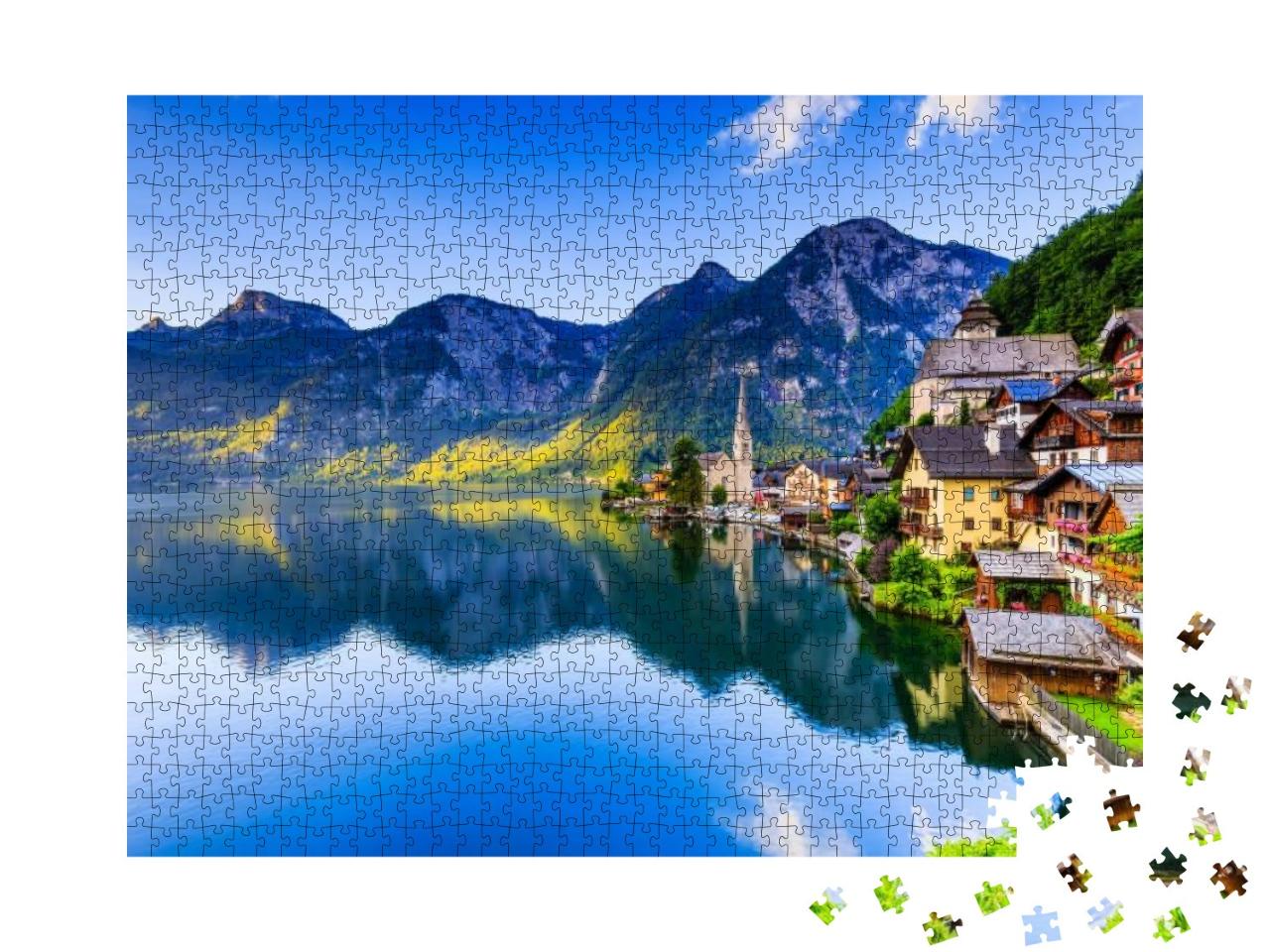 Hallstatt, Austria. Mountain Village in the Austrian Alps... Jigsaw Puzzle with 1000 pieces