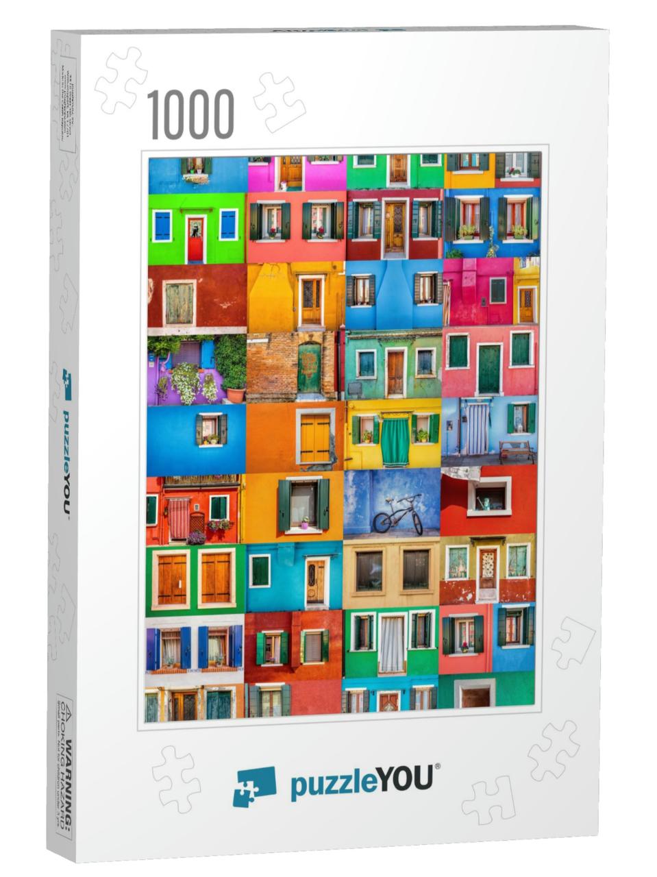 Collage Set of 36 Horizontal Colorful Windows & Doors in... Jigsaw Puzzle with 1000 pieces