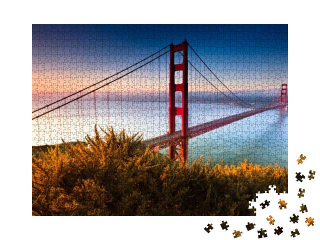 The Golden Gate Bridge of San Francisco, California Basks... Jigsaw Puzzle with 1000 pieces