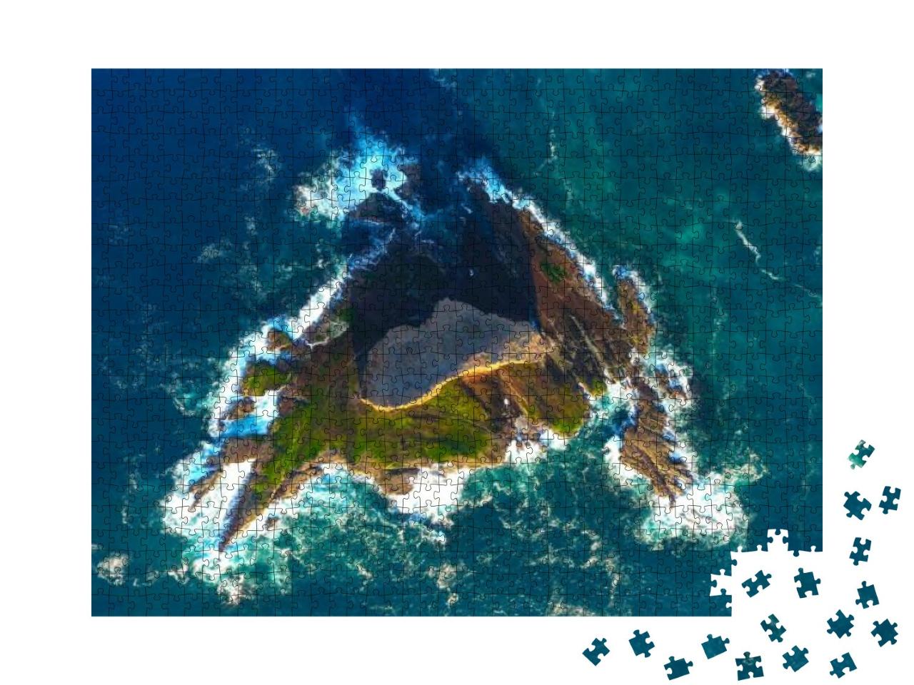 Aerial View of the Small Islet Motu Papa on the Island of... Jigsaw Puzzle with 1000 pieces