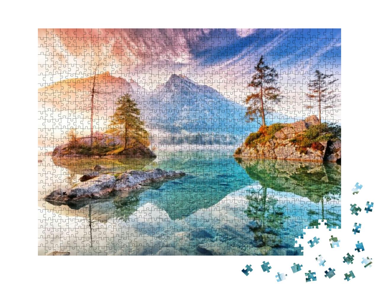 Lake Hintersee in Germany, Bavaria, National Park Ramsau... Jigsaw Puzzle with 1000 pieces