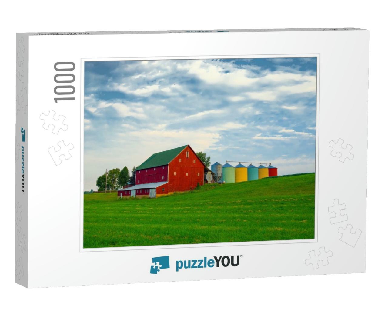Red Barn on a Family Farm-Miami County Indiana... Jigsaw Puzzle with 1000 pieces