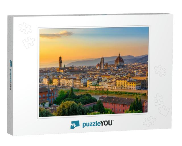 Sunset View of Florence, Palazzo Vecchio & Florence Duomo... Jigsaw Puzzle