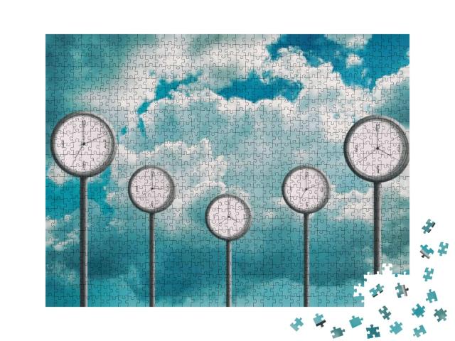 Street Clock on the Background of the Cloudy Sky. Showing... Jigsaw Puzzle with 1000 pieces