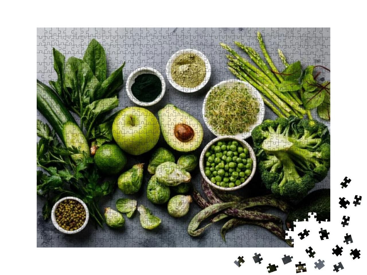 Healthy Green Food Clean Eating Selection Protein Source... Jigsaw Puzzle with 1000 pieces