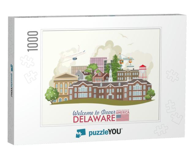 Delaware Vector Illustration with Colorful Detailed Lands... Jigsaw Puzzle with 1000 pieces