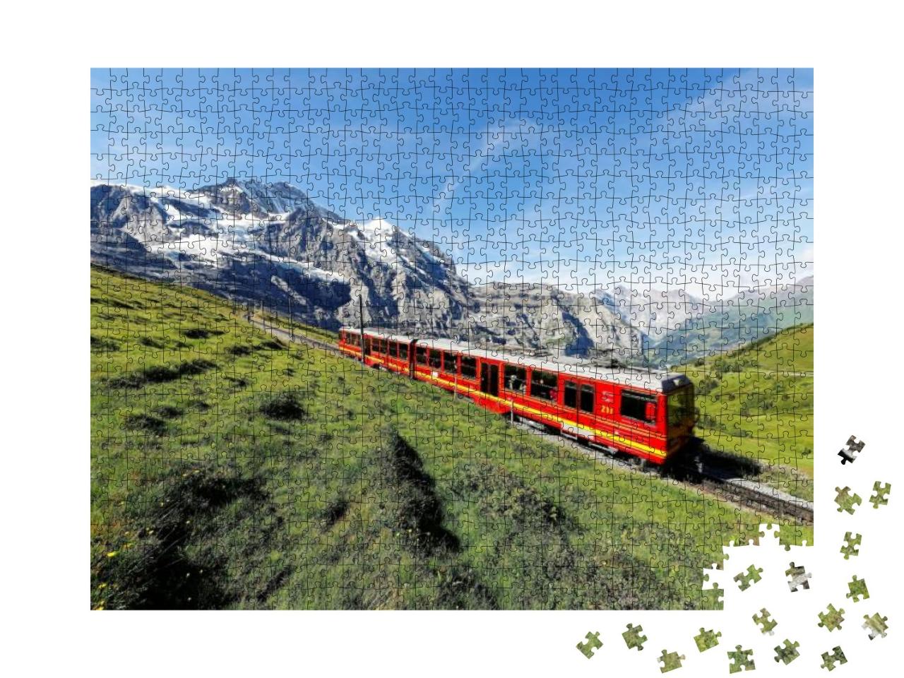 Tourists Traveling on a Cogwheel Train of the Famous Jung... Jigsaw Puzzle with 1000 pieces
