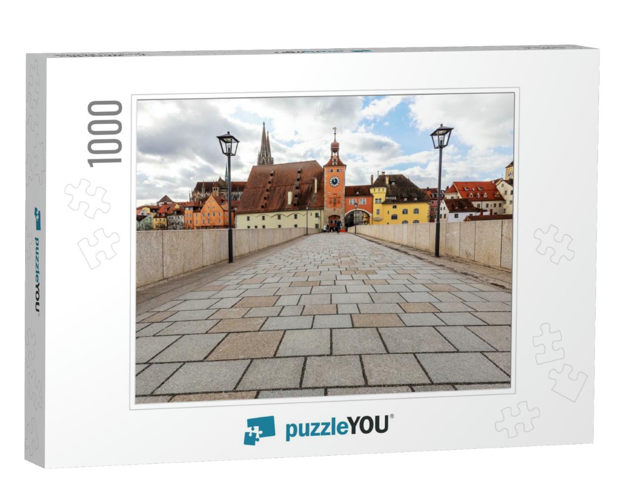 Ancient Stone Foot Bridge. Regensburg. Germany... Jigsaw Puzzle with 1000 pieces
