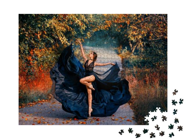 Artwork in Bright Colors. Beautiful Girl Ballerina Dancin... Jigsaw Puzzle with 1000 pieces