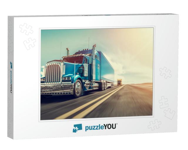 The Truck Runs on the Highway with Speed. 3D Rendering &... Jigsaw Puzzle