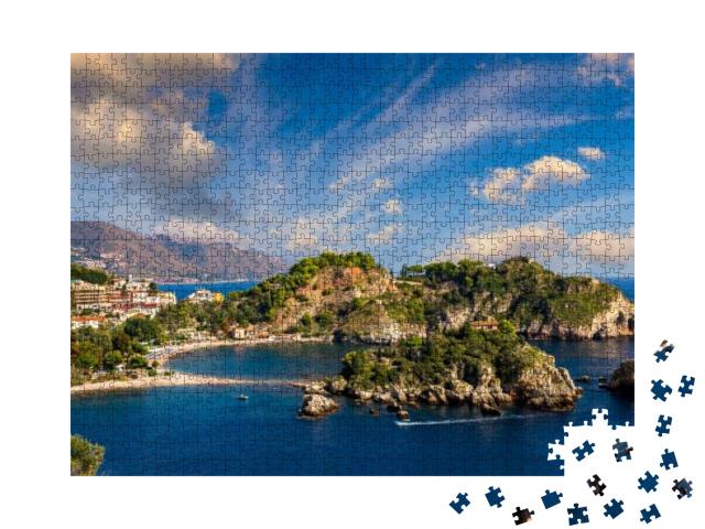 Aerial View of Isola Bella in Taormina, Sicily, Italy. Is... Jigsaw Puzzle with 1000 pieces