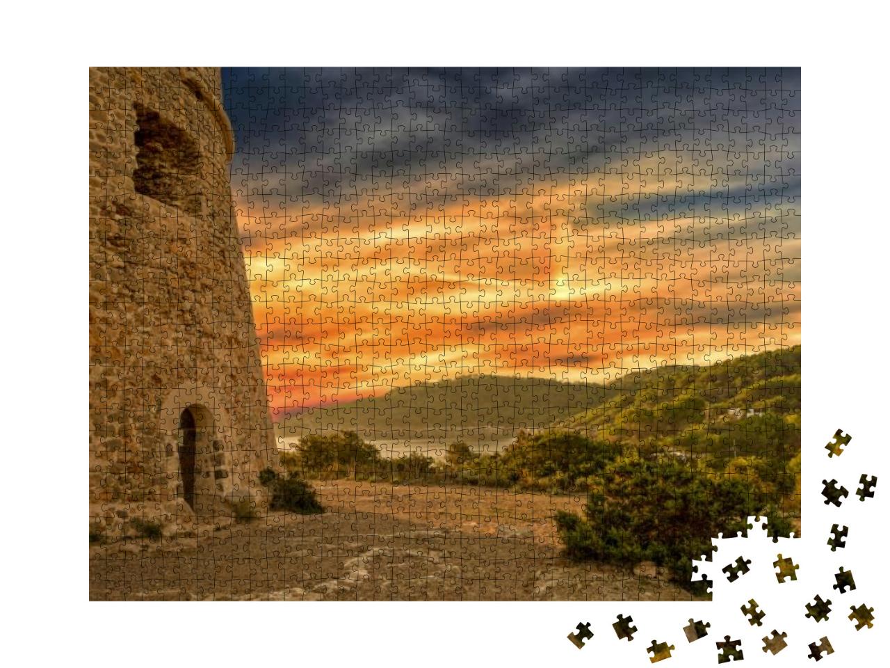 Medieval Tower of Sal Rossa At Sunrise in Ibiza, Spain... Jigsaw Puzzle with 1000 pieces