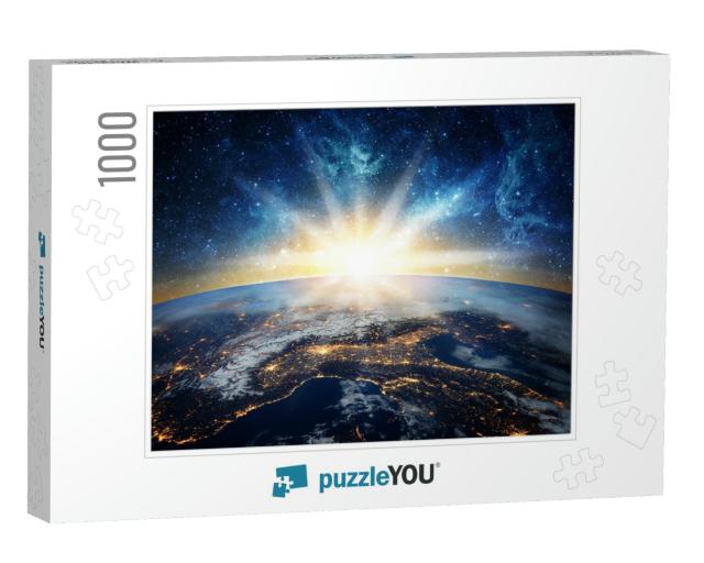 Earth & Galaxy. Elements of This Image Furnished by Nasa... Jigsaw Puzzle with 1000 pieces