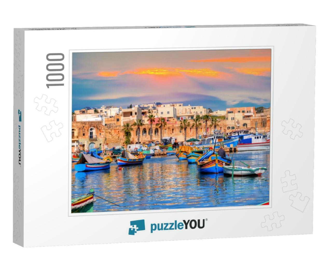 Historic Architecture & Traditional Boats in Marsaxlokk C... Jigsaw Puzzle with 1000 pieces