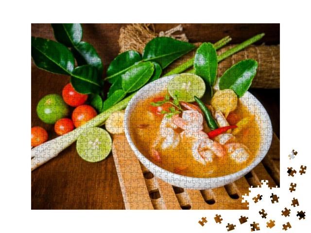 Tom Yam Kong or Tom Yum, Tom Yam is a Spicy Clear Soup Ty... Jigsaw Puzzle with 1000 pieces