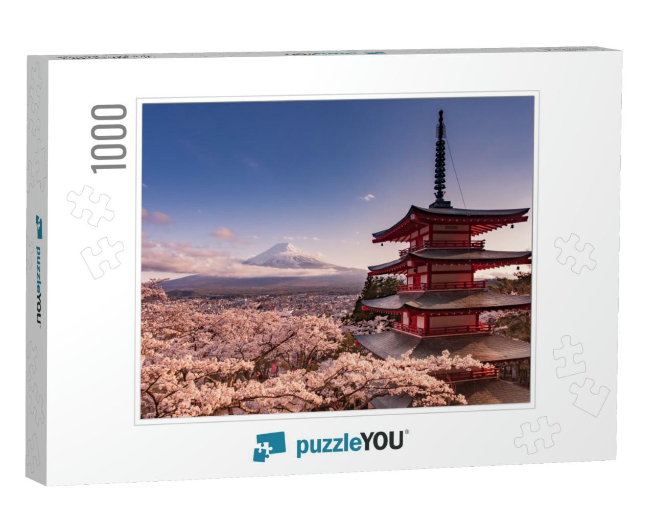 Japan Beautiful Landscape Mountain Fuji & Chureito Red Pa... Jigsaw Puzzle with 1000 pieces