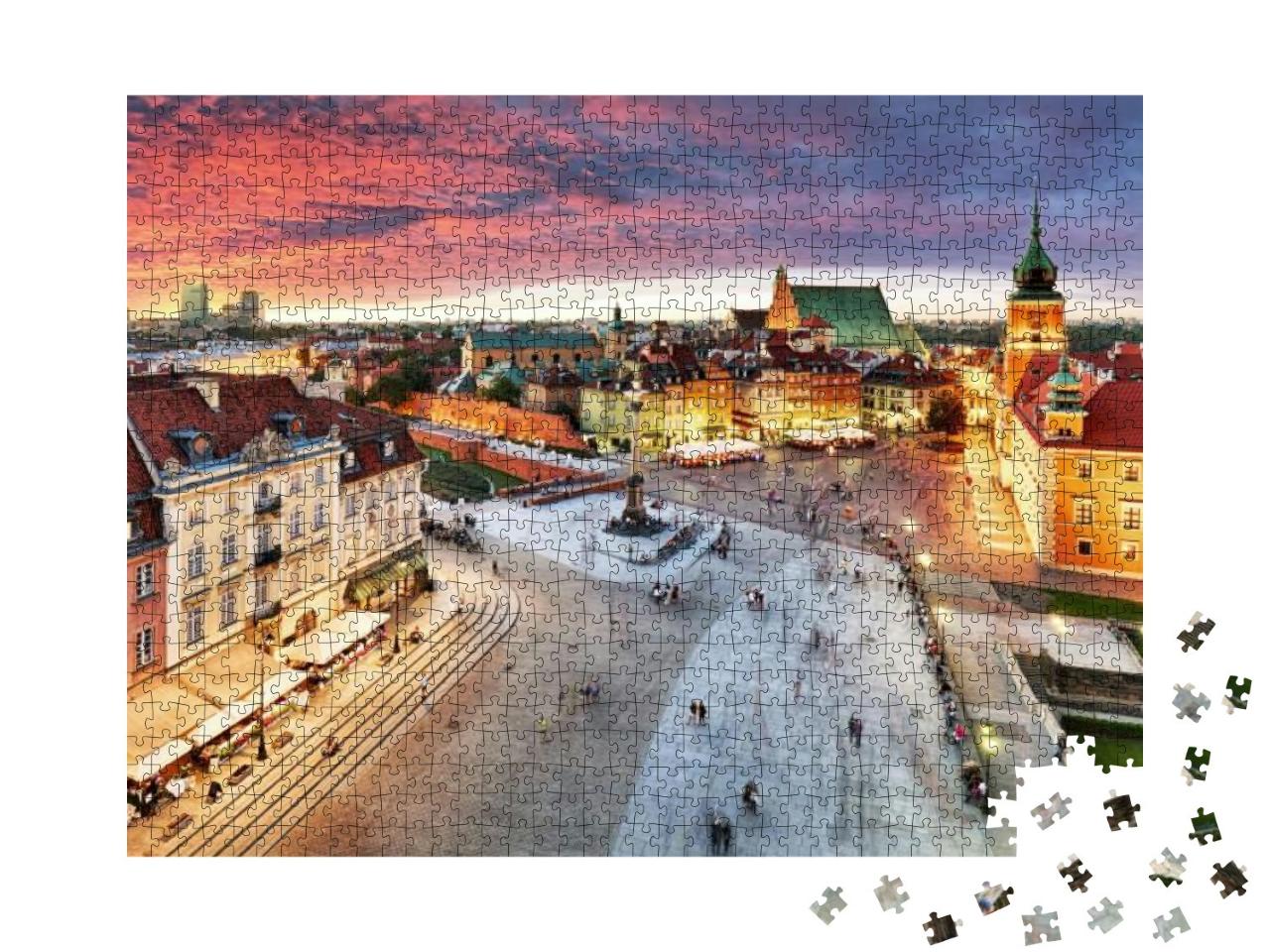 Warsaw, Royal Castle & Old Town At Sunset, Poland... Jigsaw Puzzle with 1000 pieces
