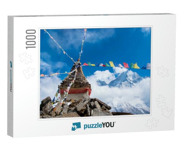 Buddhist Stupa in Mountains, Everest Region, Nepal... Jigsaw Puzzle with 1000 pieces