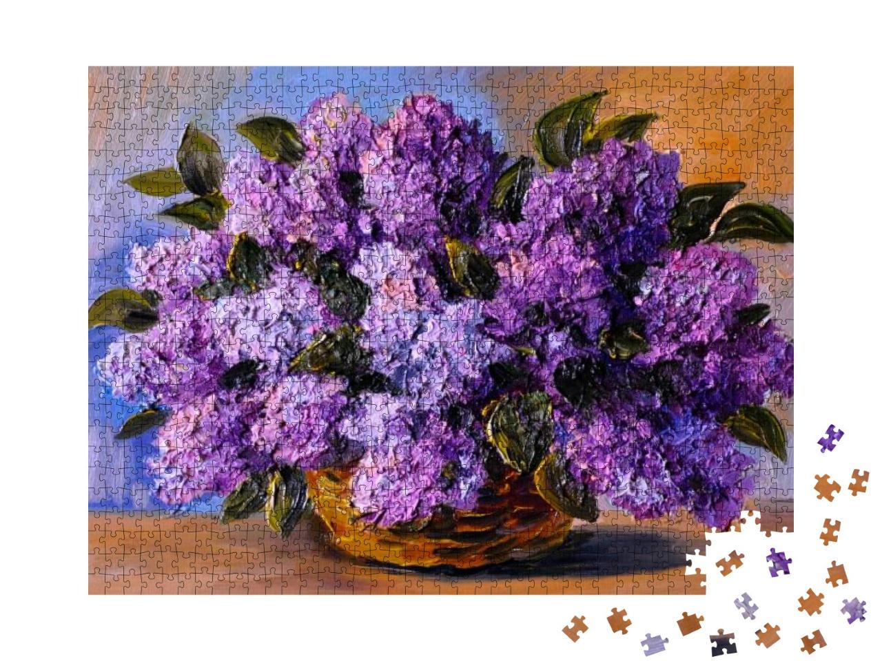 Oil Painting on Canvas - a Bouquet of Lilacs... Jigsaw Puzzle with 1000 pieces