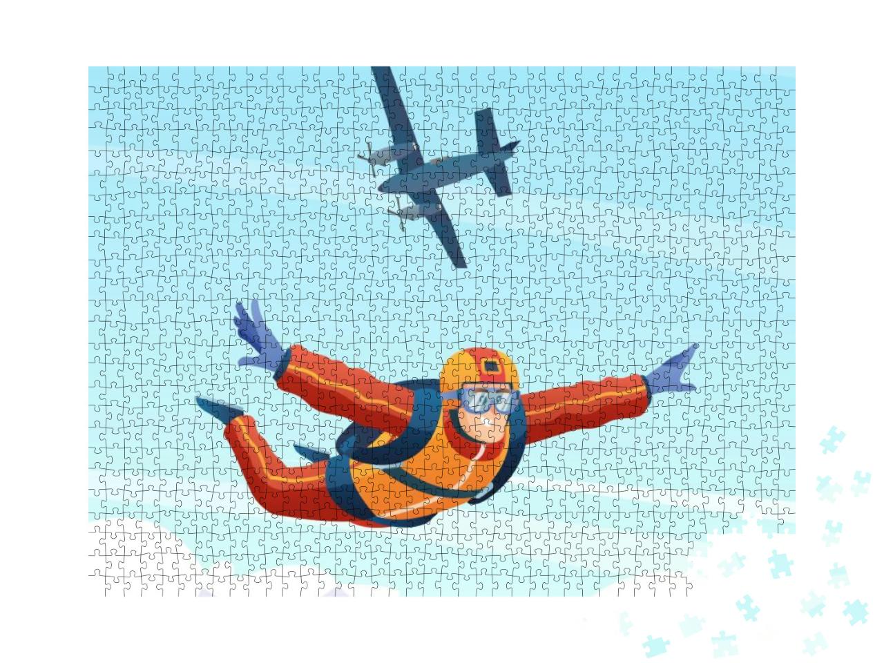 Skydiver Jumps from the Plane & Skydiving in the Sky Illu... Jigsaw Puzzle with 1000 pieces