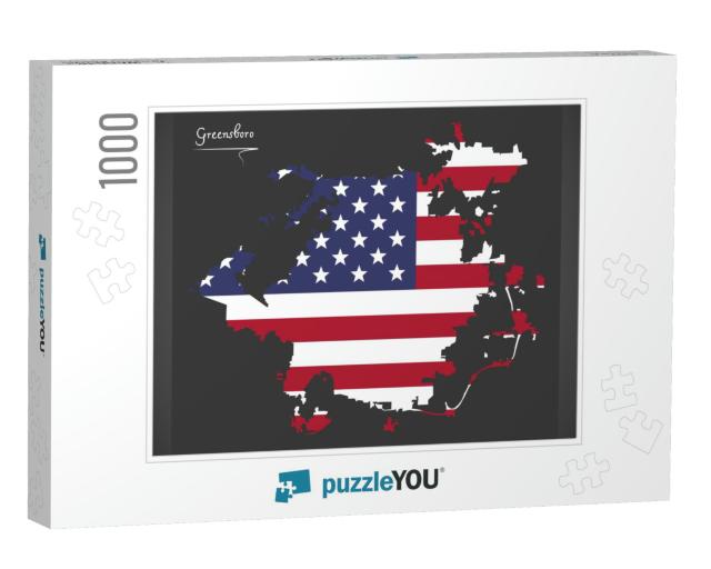 Greensboro North Carolina Map with American National Flag... Jigsaw Puzzle with 1000 pieces