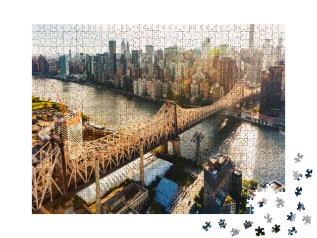Aerial View of the Ed Koch Queensboro Bridge Over the Eas... Jigsaw Puzzle with 1000 pieces