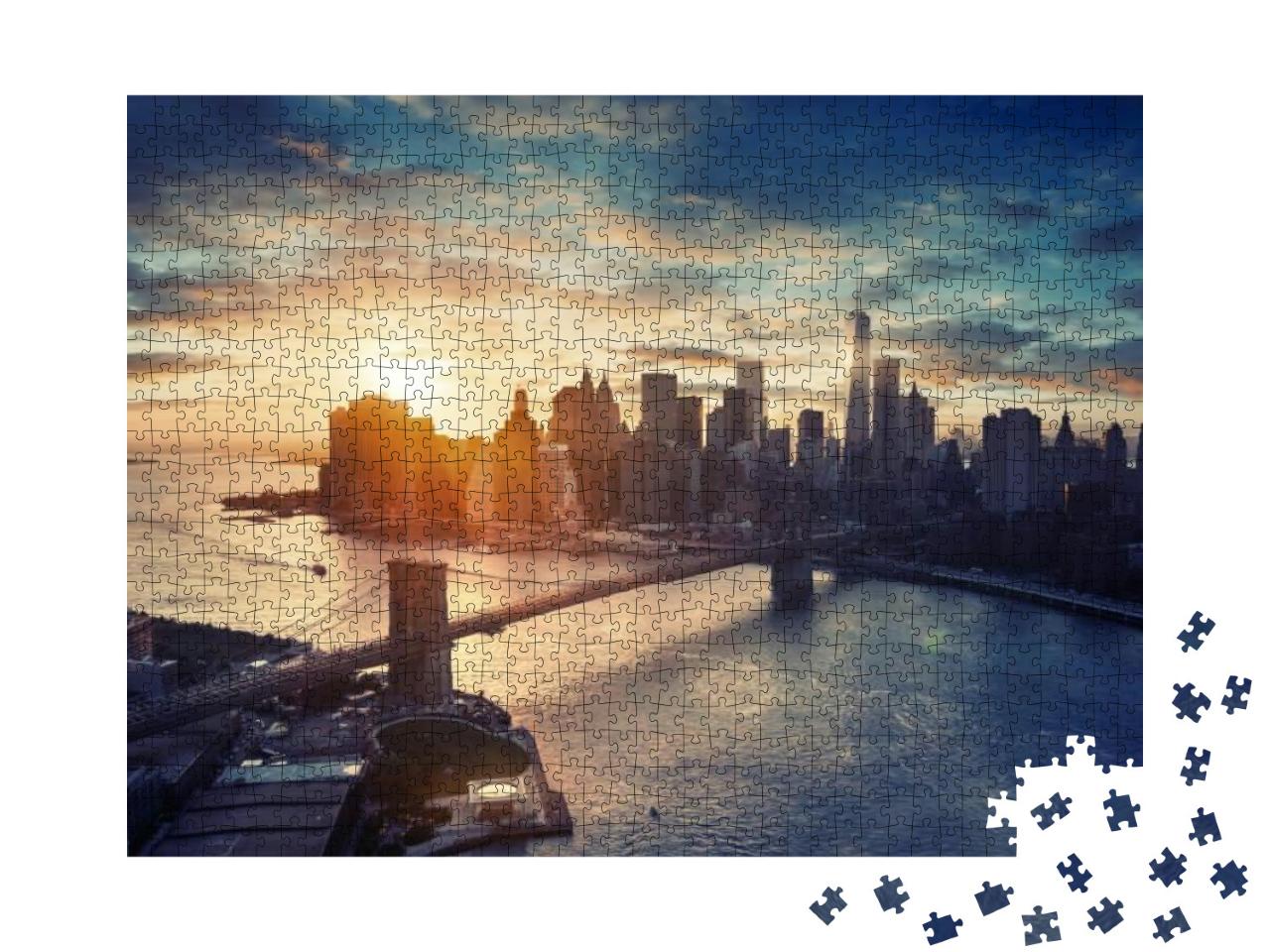 New York City - Manhattan After Sunset, Beautiful Citysca... Jigsaw Puzzle with 1000 pieces