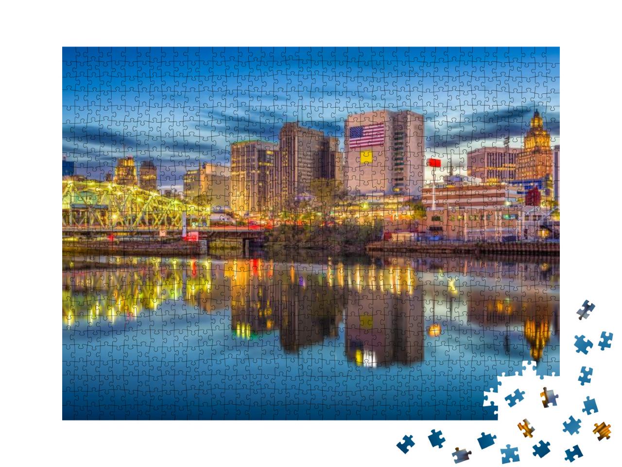 Newark, New Jersey, USA Skyline on the Passaic River At Du... Jigsaw Puzzle with 1000 pieces